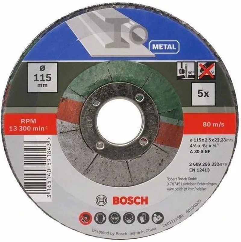 Set de disques à tronçonner à moyeu déporté pour le métal, 5 pcs Bosch 2609256332 de Bosch Professional – image du produit