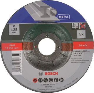 slijpschijven set - Voor metaal - 125 x 2,5 mm - gebogen - 5 stuks de Bosch Professional – image du produit 1 sur 4