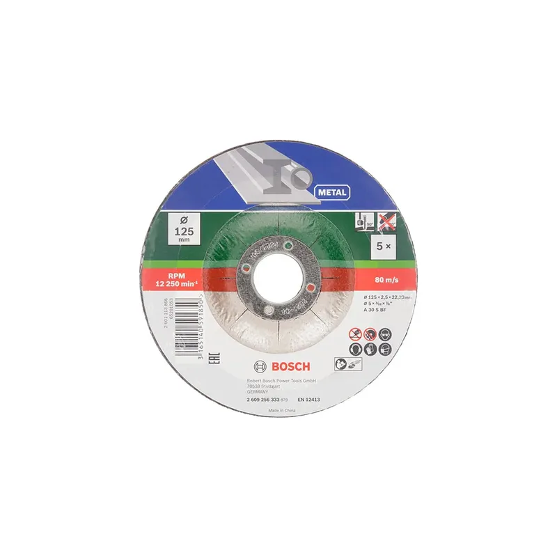 slijpschijven set - Voor metaal - 125 x 2,5 mm - gebogen - 5 stuks de Bosch Professional – image du produit 2 sur 4