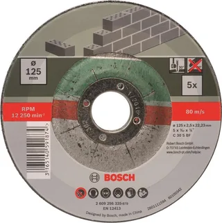 slijpschijven set - Voor steen - 125 x 2,5 mm - gebogen - 5 stuks by Bosch Professional – product image 1 of 4