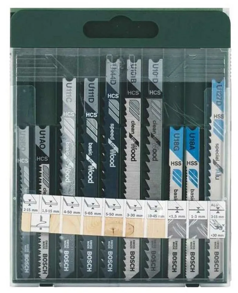 Stichsägeblatt Bosch Stichsägeblatt-Set U-Schaft 10-teilig Holz und Metall Universal de Bosch Professional – image du produit 1 sur 2