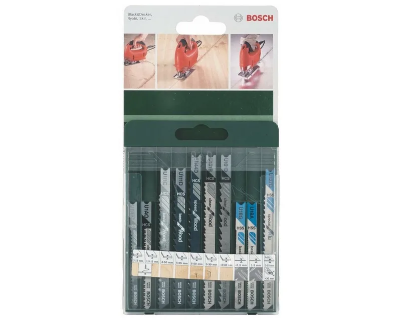 Stichsägeblatt Bosch Stichsägeblatt-Set U-Schaft 10-teilig Holz und Metall Universal de Bosch Professional – image du produit 2 sur 2