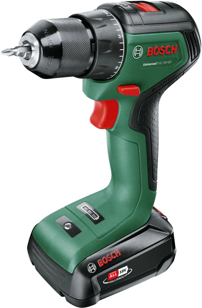 UniversalDrill 18V-60 Accuschroefboormachine - Met 18 V accu (2.0 Ah) en lader fra Bosch Home & Garden – produktbillede