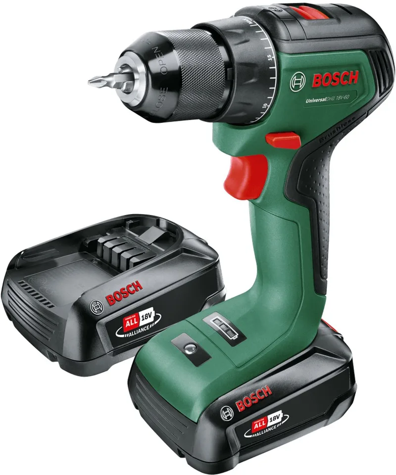 UniversalDrill 18V-60 Accuschroefboormachine - Met 2x 18 V Li-Ion accu (2,0 Ah) en lader by Bosch Home & Garden – product image 1 of 5