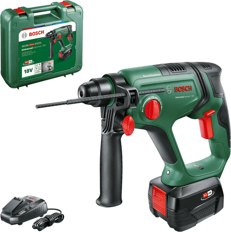 UniversalHammer 18V Accu boorhamer - 2.0 J - Met 1x 18 V accu (4.0 Ah) en lader - In koffer van Bosch – productafbeelding 1 van 6