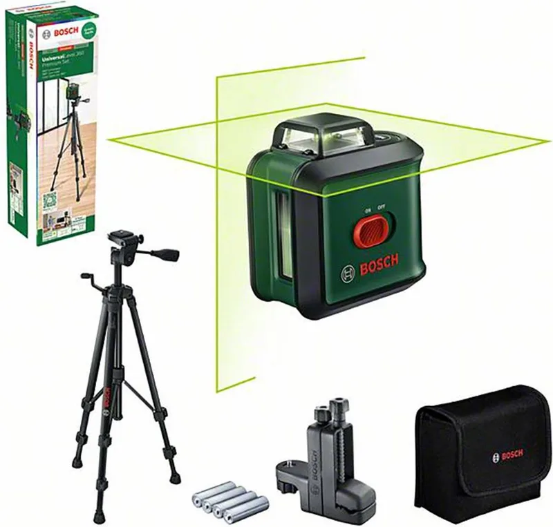 UniversalLevel 360 Premium Set - 360° Kruislijnlaser - Inclusief Statief - Universele klem MM3 - Opbergetui - Batterijen by Bosch Home & Garden – product image