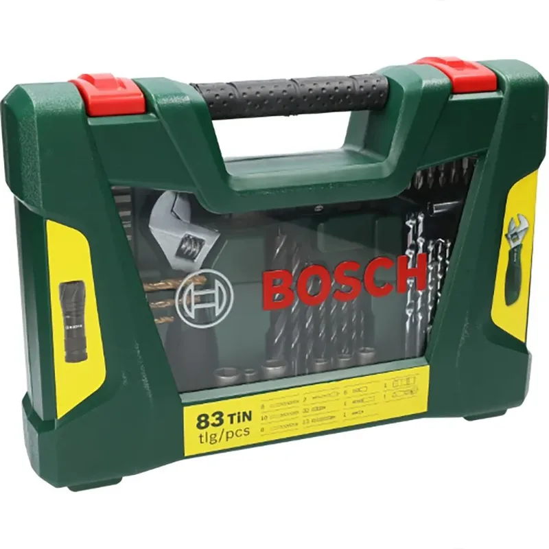 V-Line boor- en schroefbitset titanium - Met LED-lamp en verstelbare moersleutel- 83-delig - Voor hout, metaal en steen by Bosch – product image 2 of 2