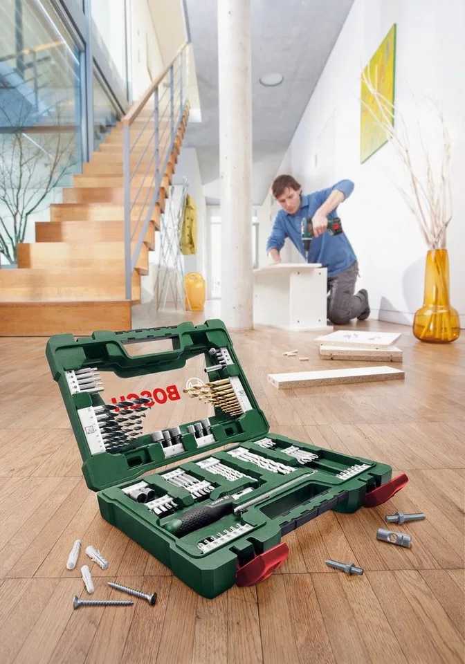 V-Line boor- en schroefbitset titanium - Met ratel en magneet - 91-delig - Voor hout, metaal en steen de Bosch Home & Garden – image du produit 2 sur 5