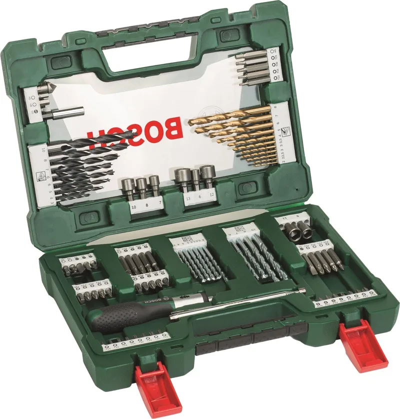 V-Line boor- en schroefbitset titanium - Met ratel en magneet - 91-delig - Voor hout, metaal en steen de Bosch Home & Garden – image du produit 1 sur 5