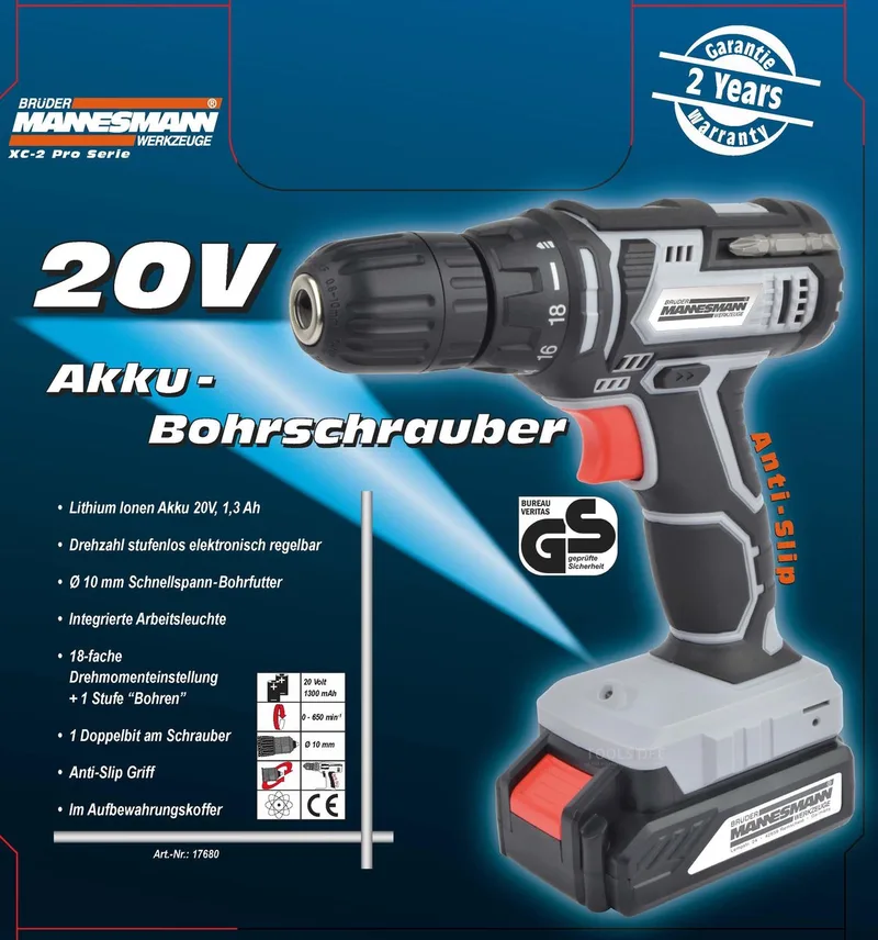 Accuboormachine 1.3 Ah 20 V by Brüder Mannesmann – product image