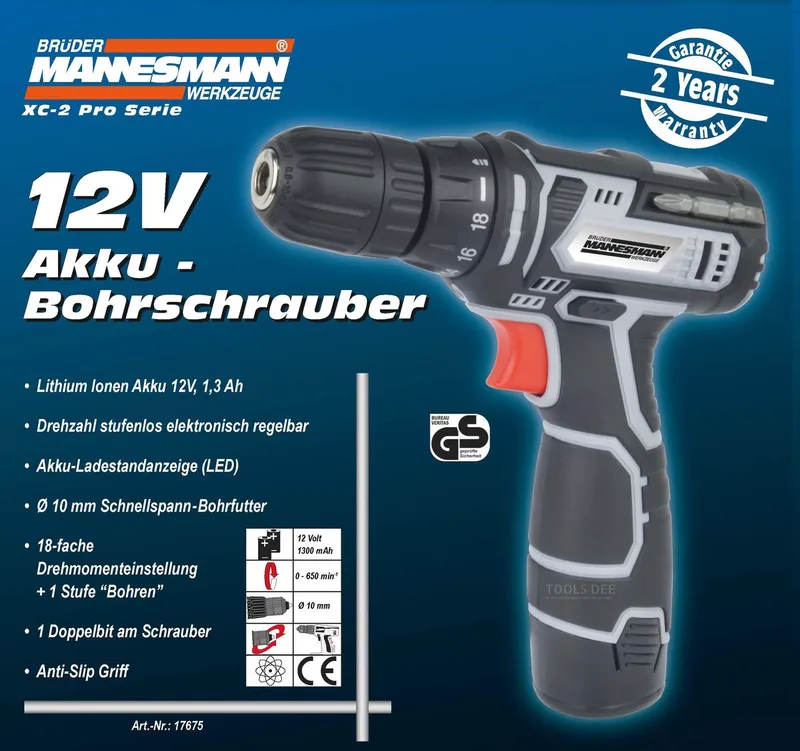 Accuboormachine 12 V 1.3 Ah by Brüder Mannesmann – product image