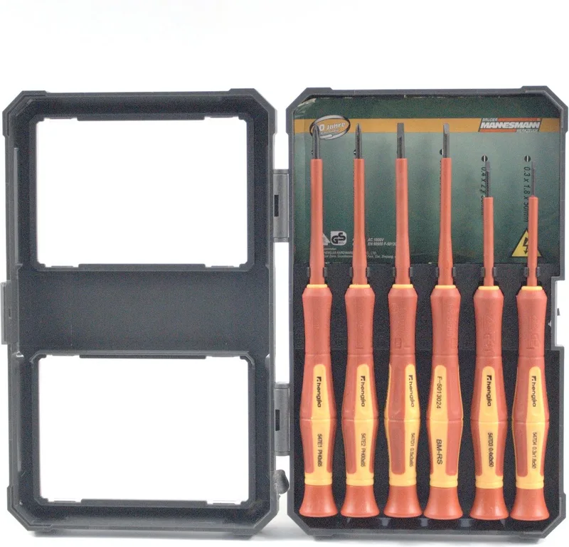 Brüder Mannesmann - 11218 - 6-delige Precisie Schroevendraaierset - geïsoleerd - in handige casette - VDE keurmerk - 10 jaar garantie by Brüder Mannesmann, Red – product image