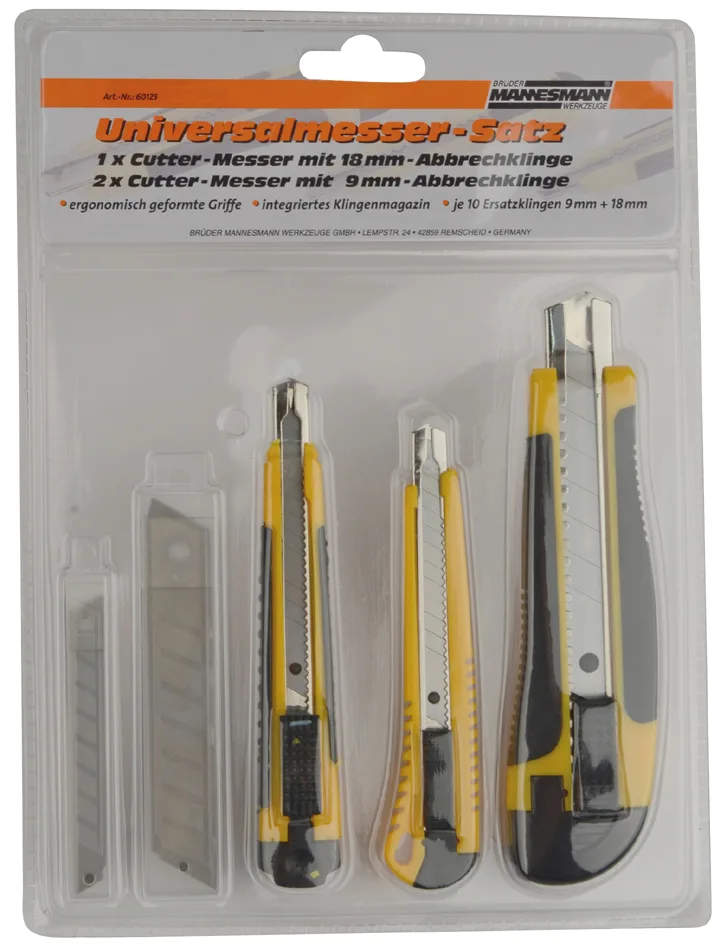Cutter-Satz, 3-teilig, schwarz / gelb by Brüder Mannesmann – product image 1 of 2