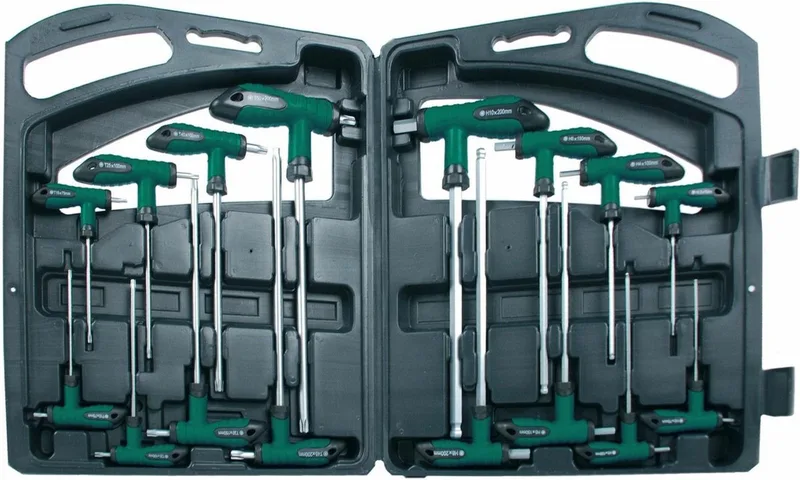 Inbussleutelset met T-greep (16-dlg) by Brüder Mannesmann, Green – product image