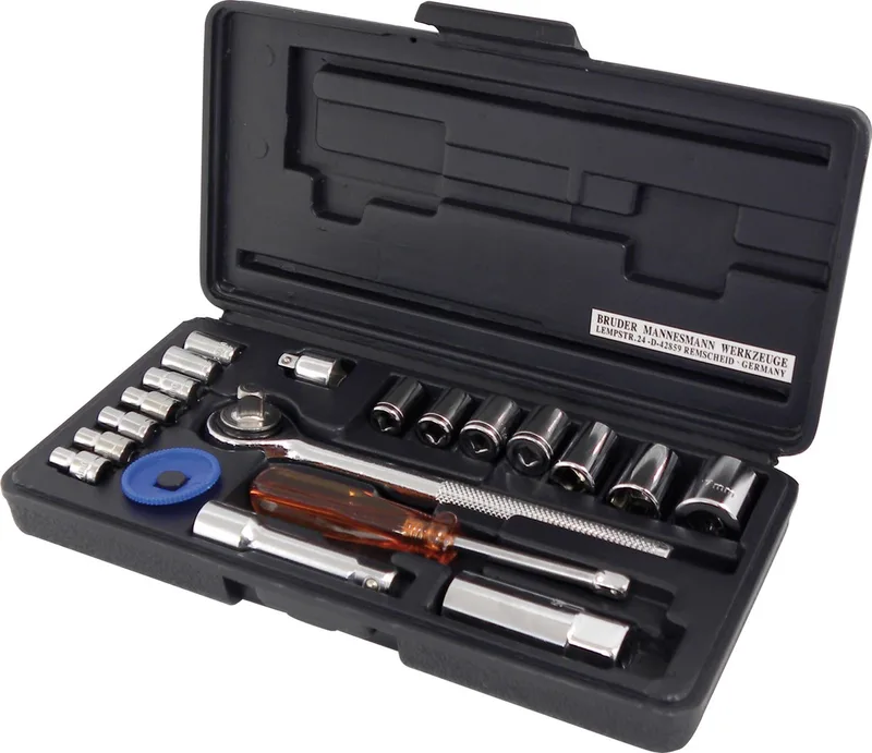 Jeu de clés à douille métrique 1/4 (6.3 mm), 3/8 (10 mm) 20 pièces M 206 de Brüder Mannesmann, Kleurloos – image du produit