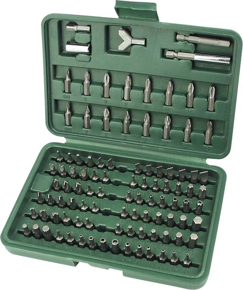 M29800 Bitset 100-delig Plat, Kruiskop Phillips, Kruiskop Pozidriv, Inbus, Binnen-vierkant (Robertson by Brüder Mannesmann – product image