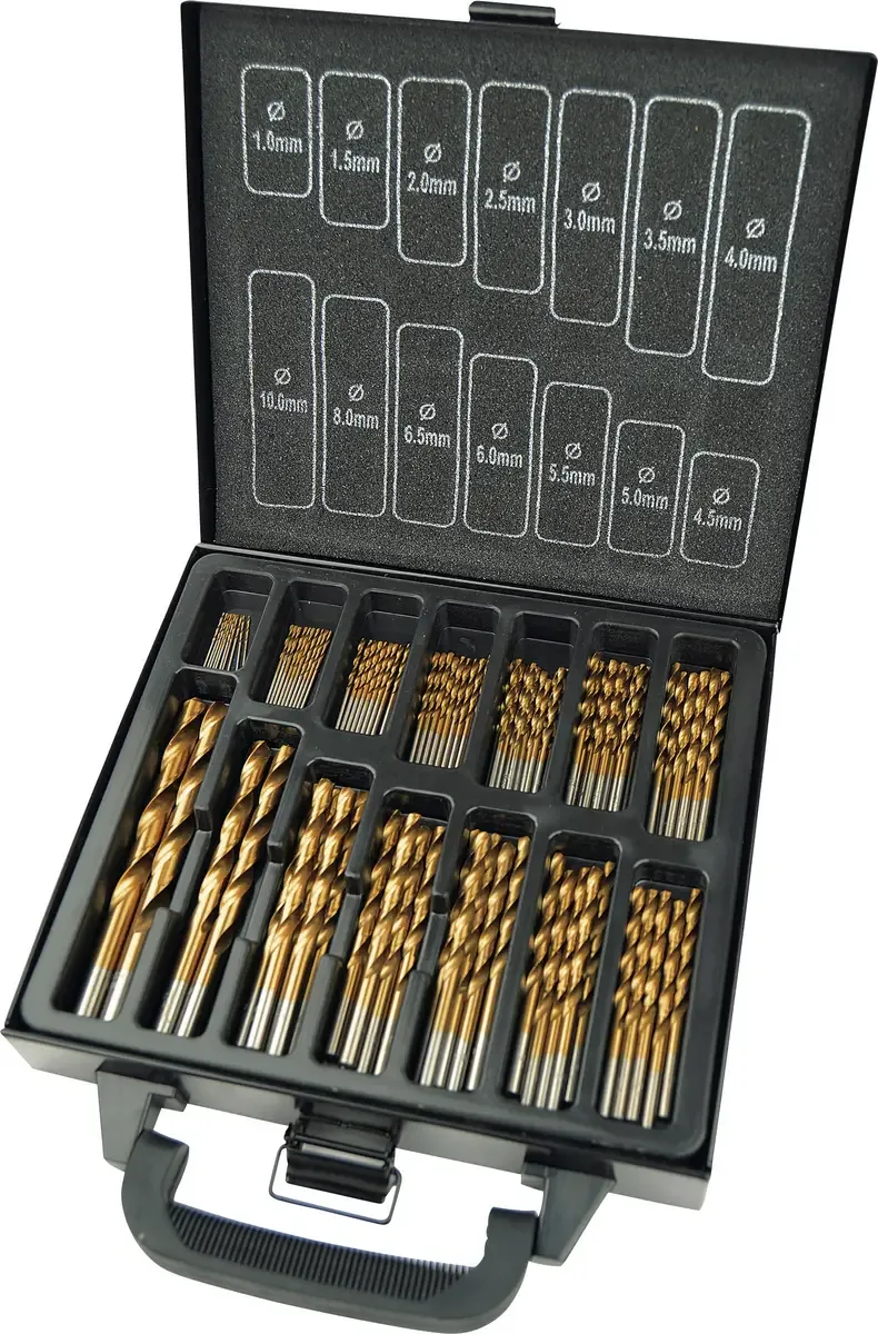 M54399 HSS Metall-Spiralbohrer-Set 99teilig 1 mm, 1.5 mm, 2 mm, 2.5 mm, 3 mm, 3.5 mm, 4 mm, 4.5 mm, 5 mm, 5.5 mm, 6 mm, 6.5 mm, 8 mm, 10 mm de Brüder Mannesmann – image du produit