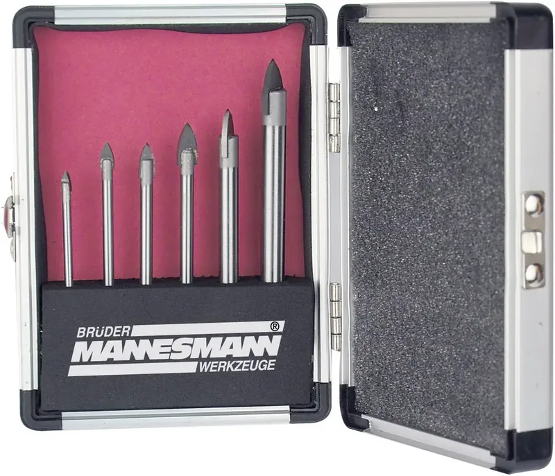 M54806 Glas- und Fliesenbohrer-Set 6teilig 3 mm, 4 mm, 5 mm, 6 mm, 8 mm, 10 mm Zylinderschaft 1 Set de Brüder Mannesmann – image du produit