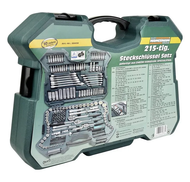 Steckschlüsselsatz metrisch 1/4 (6.3 mm), 3/8 (10 mm), 1/2 (12.5 mm) 215teilig M98430 de Brüder Mannesmann – image du produit 3 sur 5