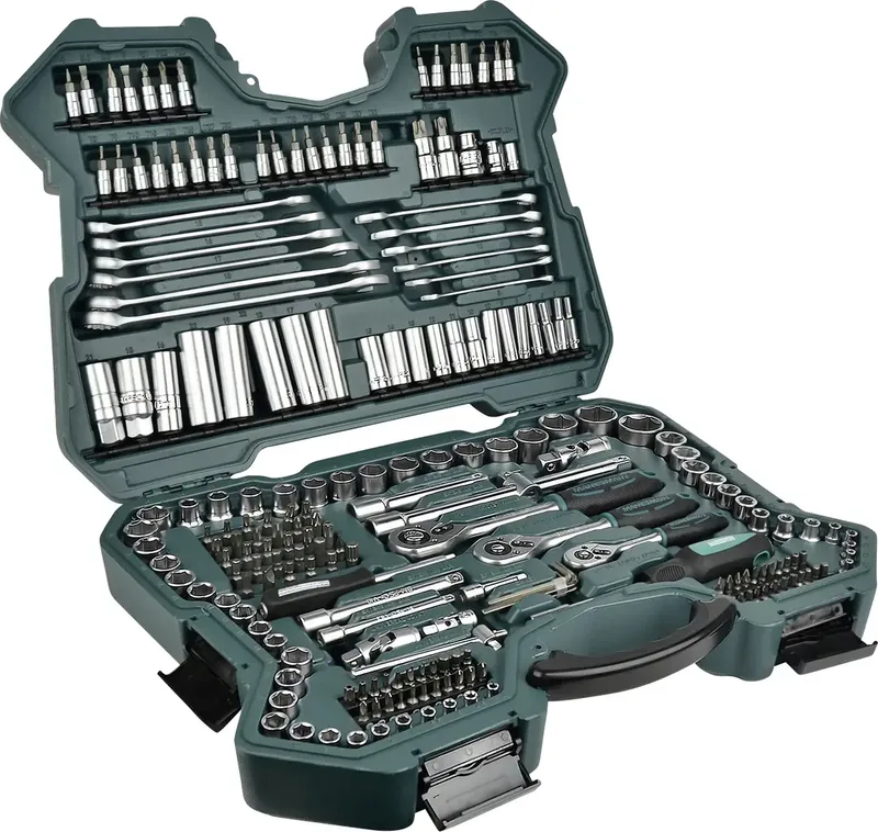 Steckschlüsselsatz metrisch 1/4 (6.3 mm), 3/8 (10 mm), 1/2 (12.5 mm) 215teilig M98430 de Brüder Mannesmann – image du produit 1 sur 5