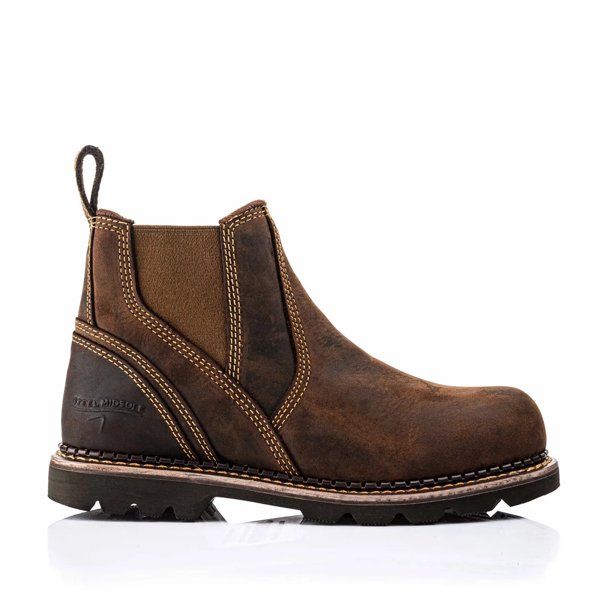 B1555 Hard as Nails Dealer Boot | Waxed Brown Crazy Horse | Werkschoen van BuckBootz, Waxed Brown Crazy Horse, 43 – productafbeelding