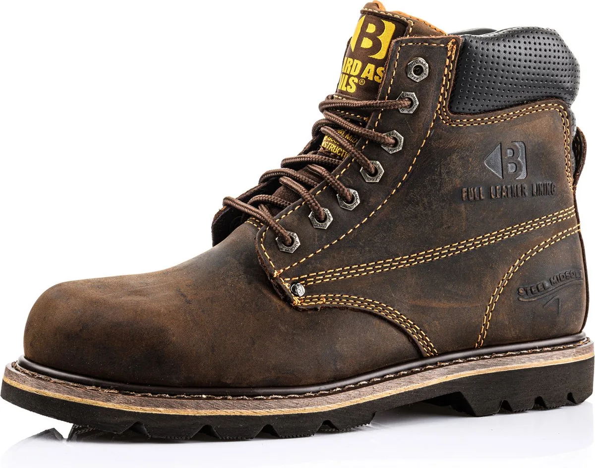 B425SM Hard as Nails Lace Boot | Dark Brown Crazy Horse | Werkschoen by BuckBootz, Dark Brown Crazy Horse, 45 – product image