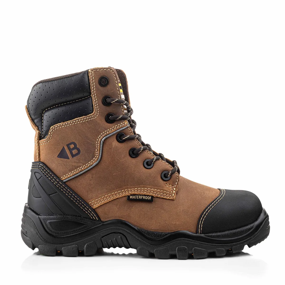 BSH008 BR Buckshot High Leg Lace/Zip Boot | Dark Brown Crazy Horse | Werkschoen van BuckBootz, Dark Brown Crazy Horse, 40 – productafbeelding