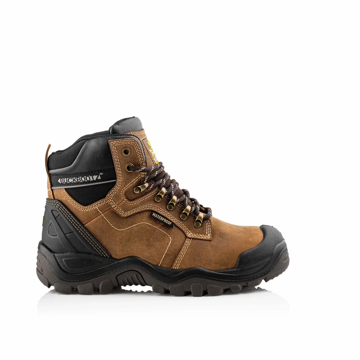 BSH009 BR Buckshot Lace Boot | Dark Brown Crazy Horse | Werkschoen van BuckBootz, Dark Brown Crazy Horse, 42 – productafbeelding