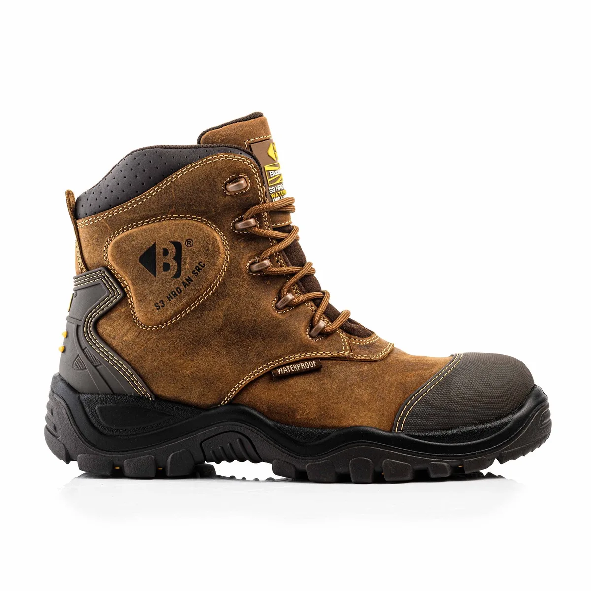 BSH012 BR Buckshot Lace Boot | Brown | Werkschoen van BuckBootz, Dark Brown Crazy Horse, 44 – productafbeelding