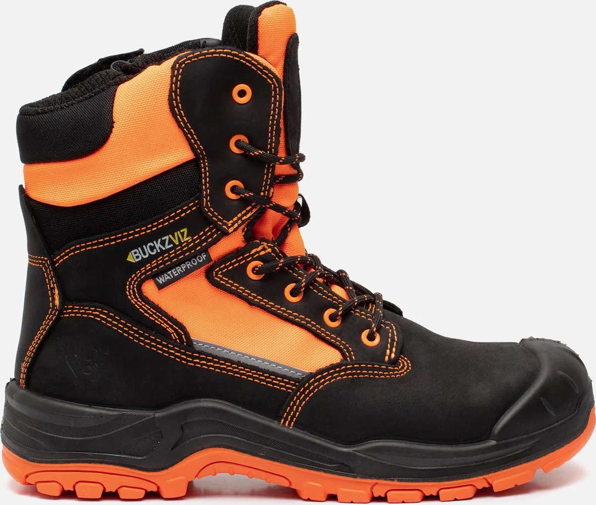 Schoen BVIZ1 Hoog S3 + KN - Zwart/Oranje BVIZ1OR von BuckBootz, Schwarz, Oranje BVIZ1OR, 42 – Produktbild