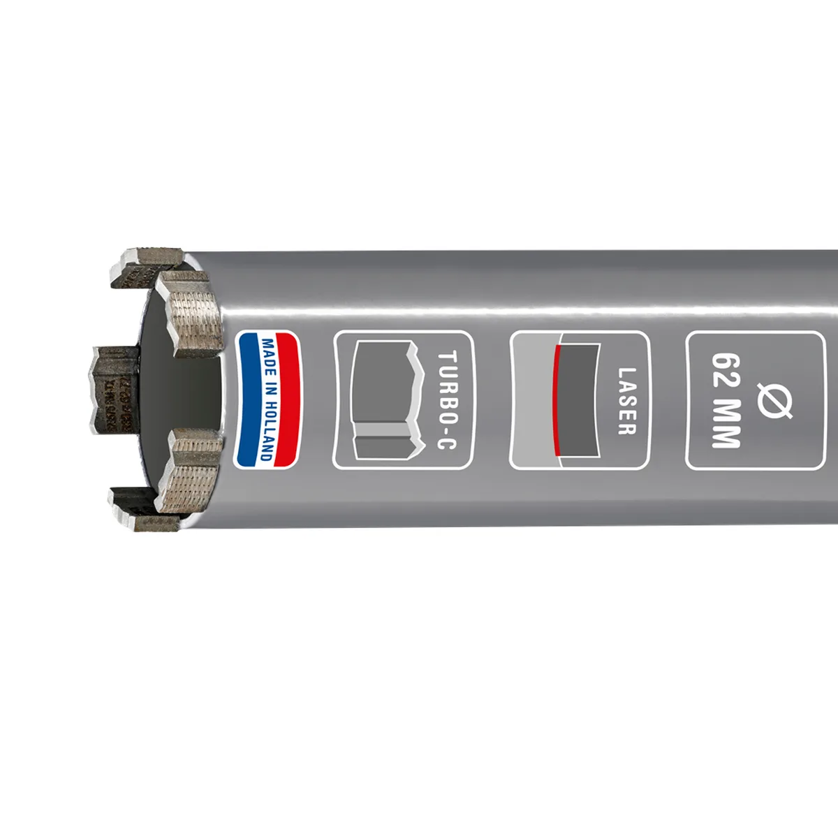 Diamantboor laser dry beton Ø 62 mm, lengte 300 mm, 5/4"UNC - EDC0623002 de Carat – image du produit