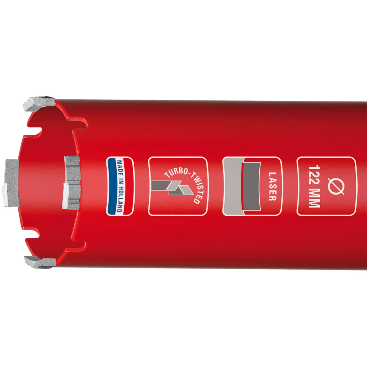 Droogboor Dustec Ø 122 mm, lengte 340 mm, M16, 6 segmenten - HTL1223404 de Carat – image du produit