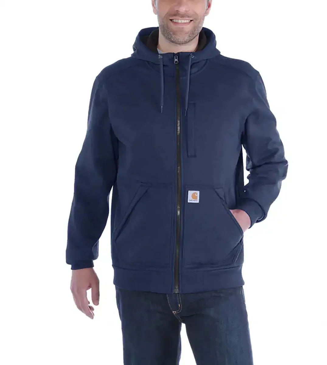 Carhartt 101759 Wind Fighter™ Relaxed Fit Full-Zip Sweatshirt | Navy van Carhartt, Donkerblauw, XS – productafbeelding
