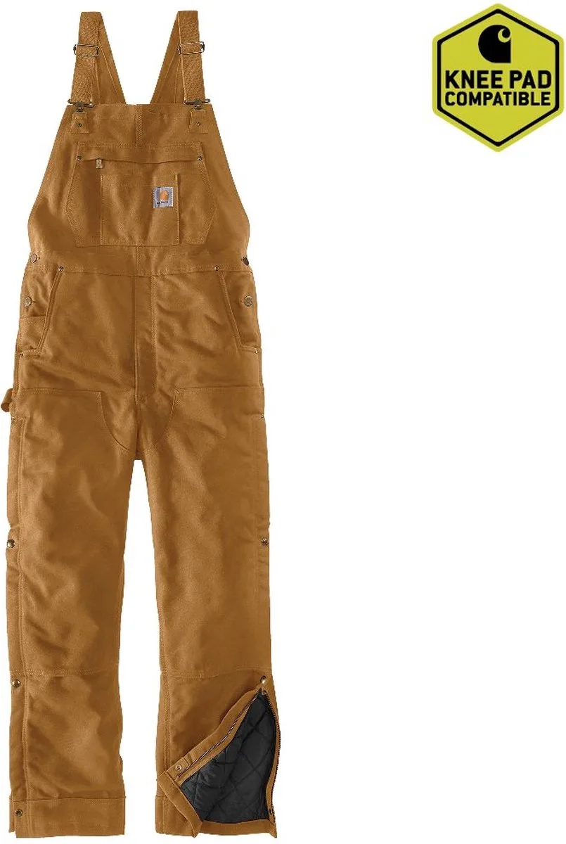 Carhartt® Firm Duck Insulated Bib Overall, bruin van Carhartt, Bruin – productafbeelding