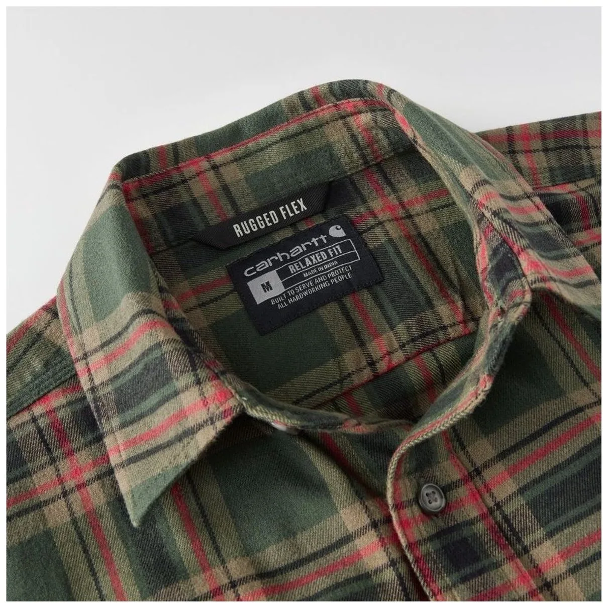 Flannel L'on-mouw geruit overhemd 107010 von Carhartt, Forestry Green, Amber Terrain – Produktbild