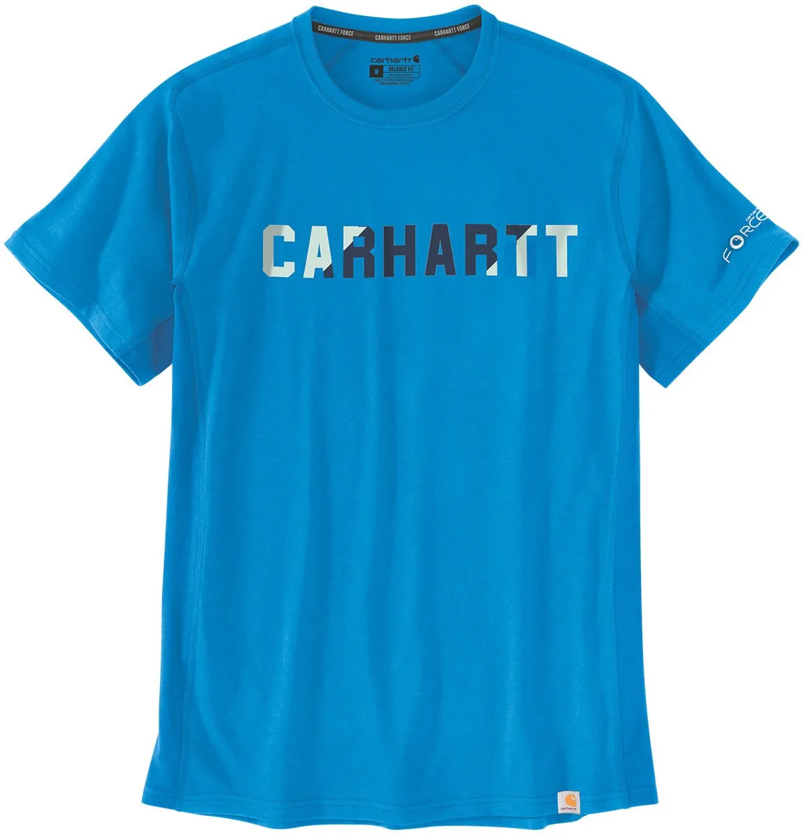 Force Flex Block Logo Relaxed Fit T-shirt Met Korte Mouwen Blauw S van Carhartt, Lichtblauw – productafbeelding