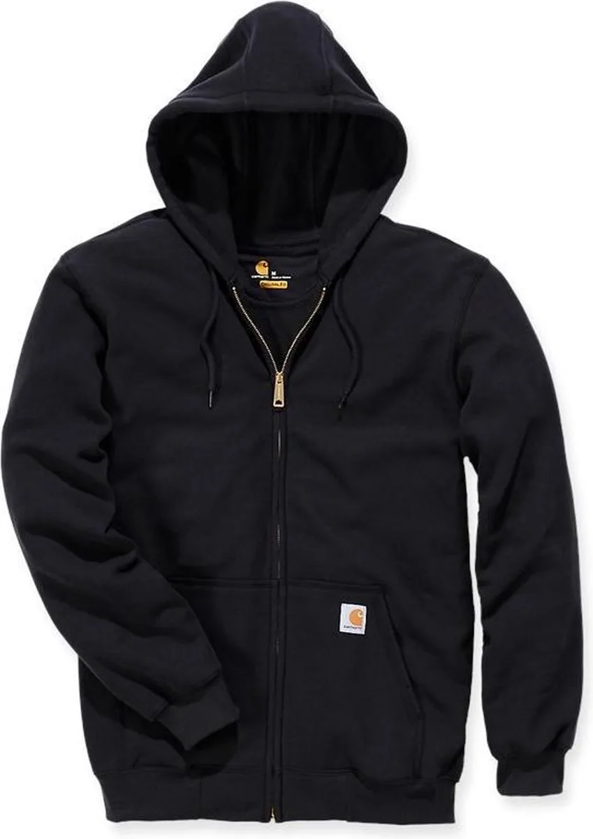 K122 Midweight Zip-Front Hooded Sweatshirt - Original Fit - Black van Carhartt, Zwart, S – productafbeelding