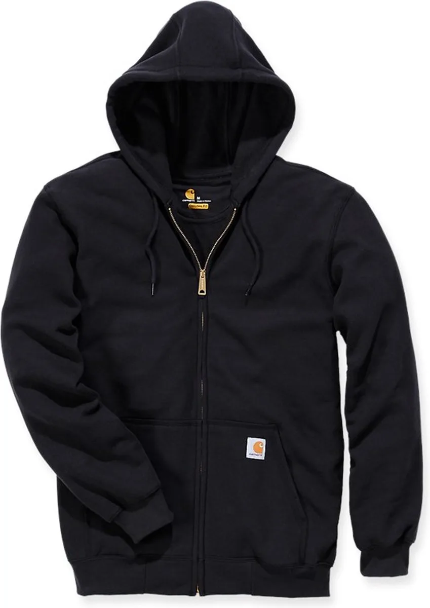 K122 Midweight Zip-Front Hooded Sweatshirt - Original Fit - M (valt als L) de Carhartt, Noir – image du produit