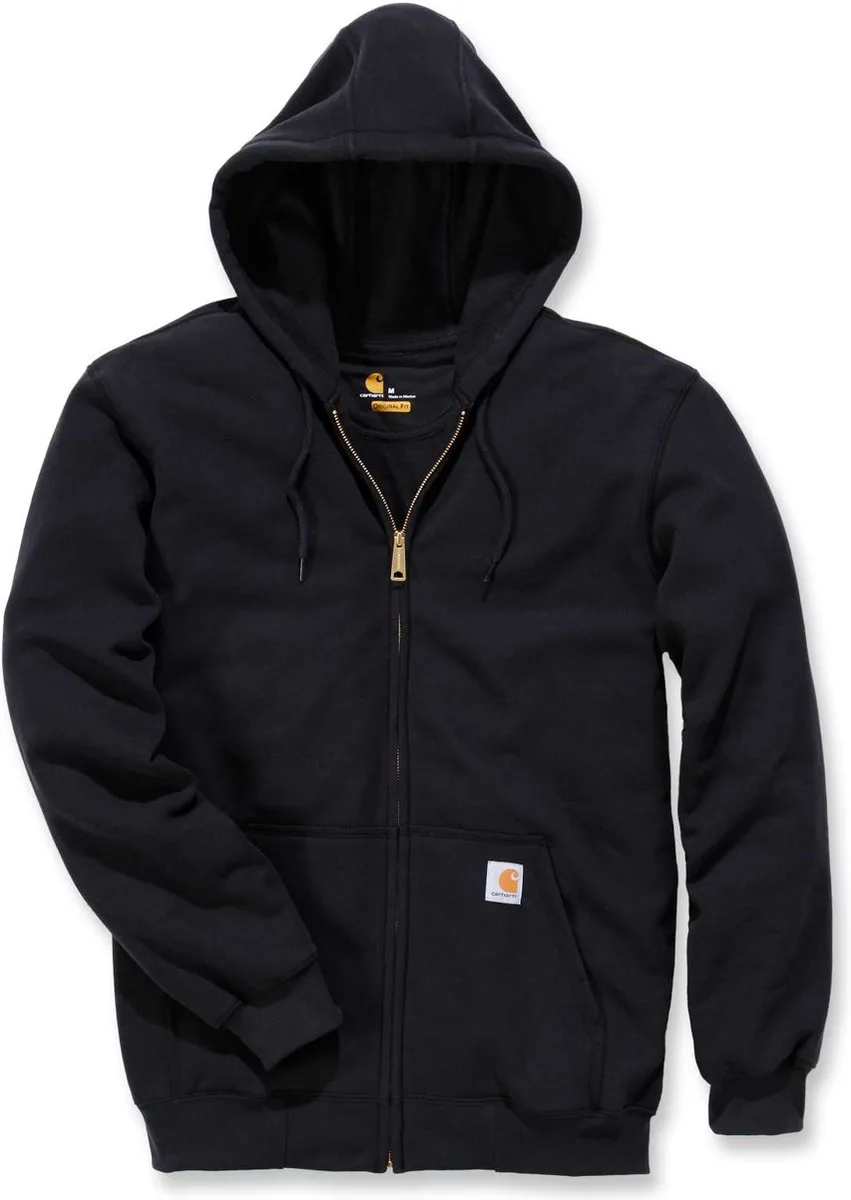 K122 Midweight Zip-Front Hooded Sweatshirt - Original Fit - XXL (valt als XXXL) de Carhartt, Noir – image du produit