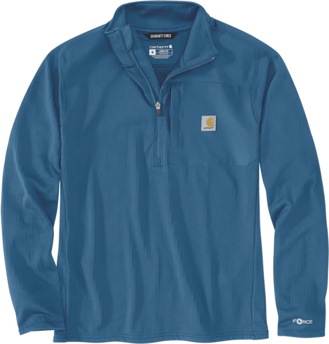 M Force Relaxed Fit Half-Zip T-shirt fra Carhartt, Dark Horizon Blue – produktbillede