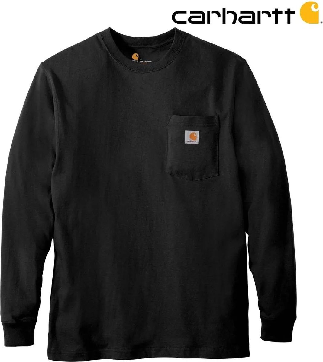 Pocket T-Shirt lang mouw - Heren - Zwart - (valt als XL) by Carhartt, Black, L – product image