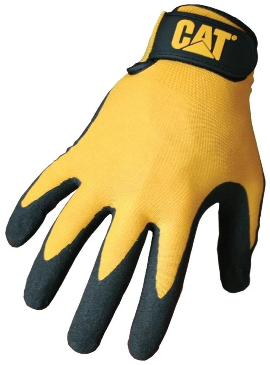 Gele Nylon Nitril Gecoate Handschoenen - Verstelbare Polsband de CAT Footwear, Noir, L – image du produit