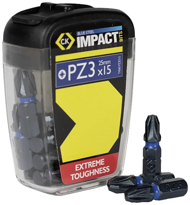 Blue Steel T4560 PZ3D15 Kreuzschlitz-Bit 15teilig Kreuzschlitz Pozidriv Torsion Control Technologie van C.K – productafbeelding