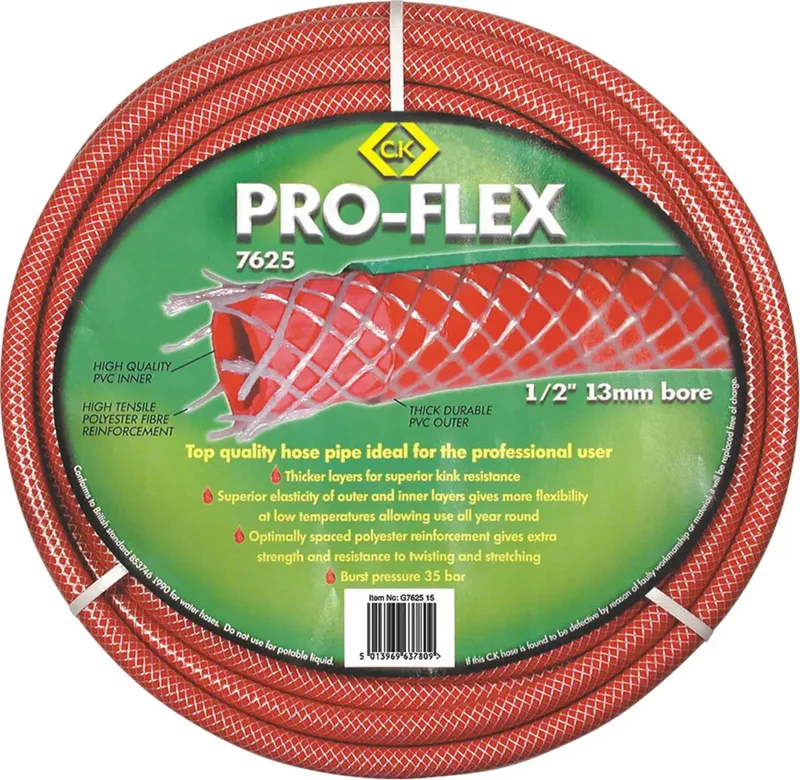 G762530 Pro-Flex Gartenschlauch Schlauch-Innen-Ø=13 mm 30 m 1/2 Zoll 1 St. Rot fra C.K – produktbillede