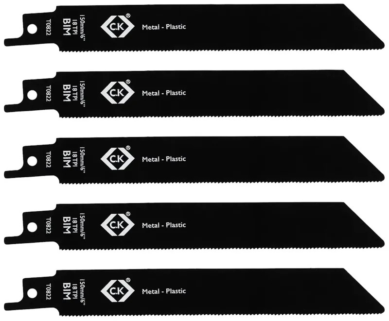T0822 Lames de scie sabre 18 tpi, lot de 5 Longueur lame de scie 150 mm 5 pc(s) de C.K – image du produit