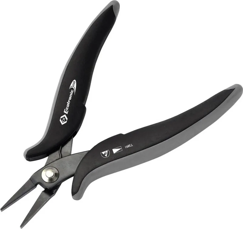 T3891 Platte tang ESD Recht Carbonstaal 145 mm by C.K, Kleurloos – product image