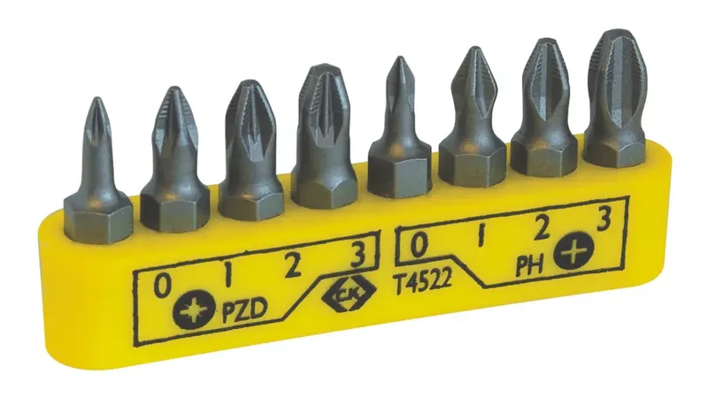 T4522 Jeu dembouts 8 pièces cruciforme Phillips, vis Pozidriv de C.K – image du produit