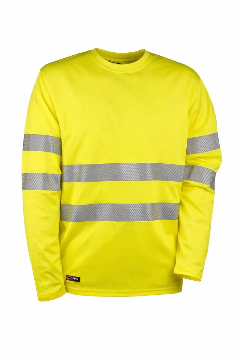 New Flash Hi-Vis T-shirt Lange Mouw – Neon Geel – Reflecterend – EN ISO 20471 de Cofra, Jaune, 4XL – image du produit