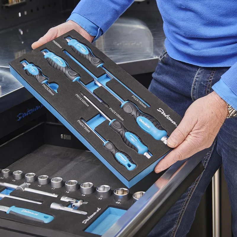 Datona® 6-delige kruiskopschroevendraaier set in Pro softmodule - PH0 tot PH3 van Datona, Zwart – productafbeelding