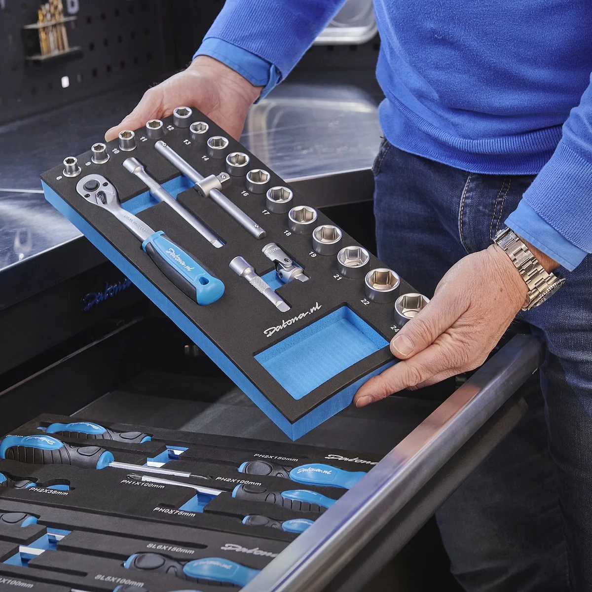 Dopsleutelset 3/8 opname 20-delig in Pro softmodule - 8 tot 24 mm de Datona – image du produit